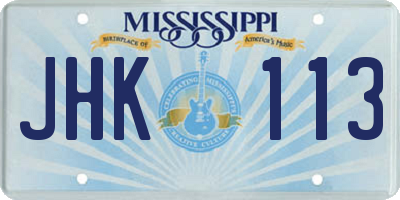 MS license plate JHK113