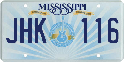 MS license plate JHK116