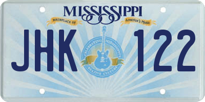 MS license plate JHK122