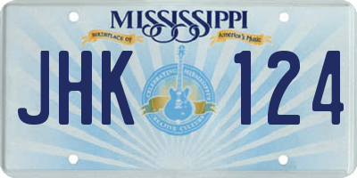MS license plate JHK124