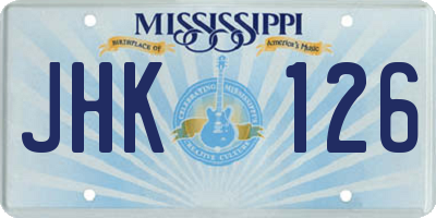 MS license plate JHK126