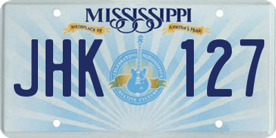MS license plate JHK127