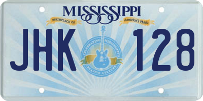 MS license plate JHK128
