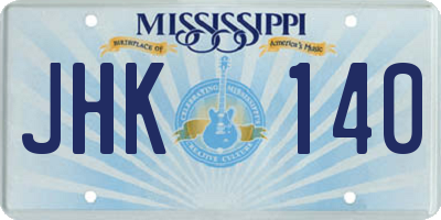 MS license plate JHK140