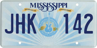 MS license plate JHK142