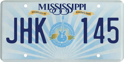 MS license plate JHK145