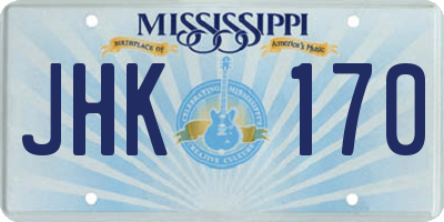 MS license plate JHK170