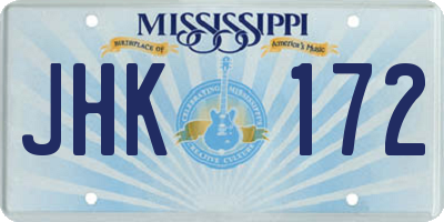 MS license plate JHK172