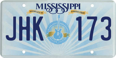 MS license plate JHK173