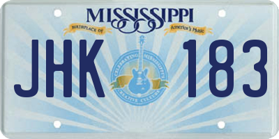 MS license plate JHK183