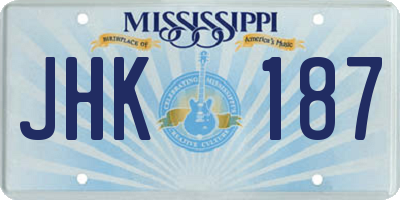 MS license plate JHK187