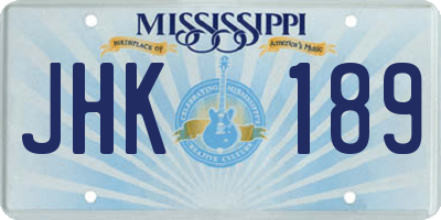 MS license plate JHK189