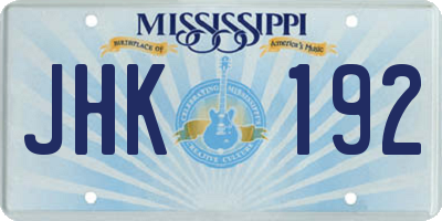MS license plate JHK192