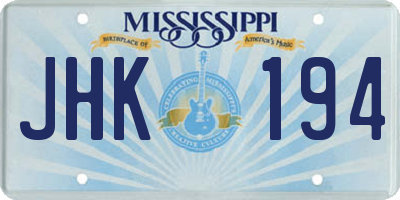 MS license plate JHK194