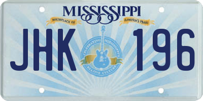 MS license plate JHK196