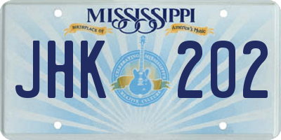 MS license plate JHK202
