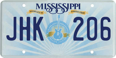 MS license plate JHK206