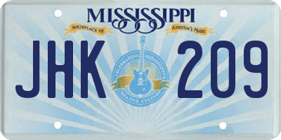 MS license plate JHK209