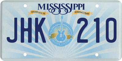 MS license plate JHK210