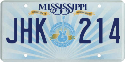 MS license plate JHK214