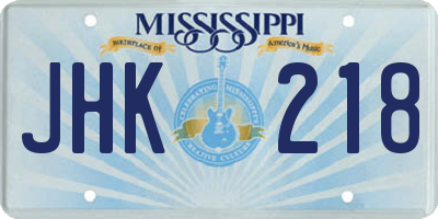 MS license plate JHK218