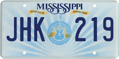 MS license plate JHK219