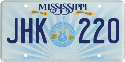 MS license plate JHK220
