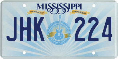 MS license plate JHK224
