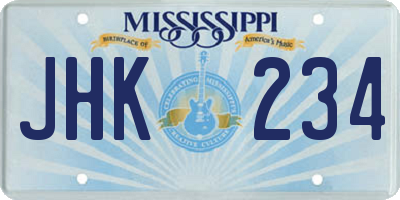 MS license plate JHK234