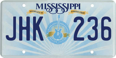MS license plate JHK236