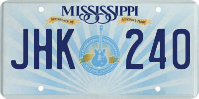MS license plate JHK240