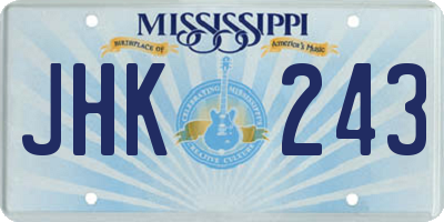 MS license plate JHK243