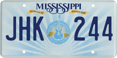 MS license plate JHK244