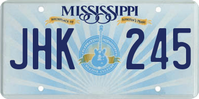 MS license plate JHK245