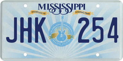 MS license plate JHK254