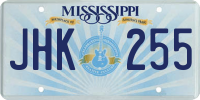 MS license plate JHK255