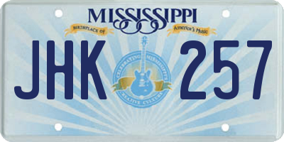 MS license plate JHK257