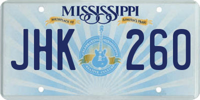 MS license plate JHK260