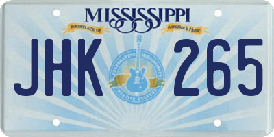 MS license plate JHK265
