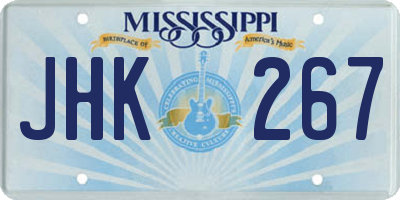 MS license plate JHK267