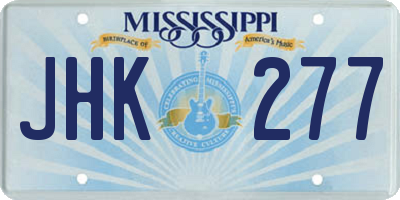 MS license plate JHK277