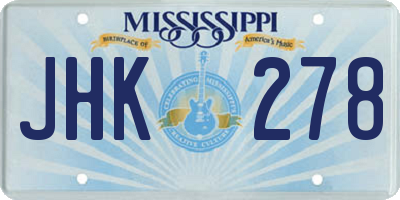 MS license plate JHK278