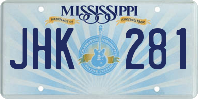 MS license plate JHK281