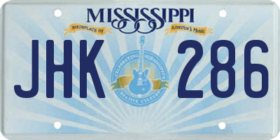 MS license plate JHK286
