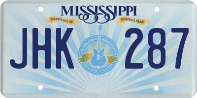 MS license plate JHK287