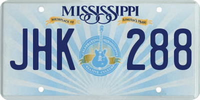 MS license plate JHK288
