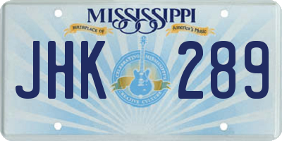MS license plate JHK289