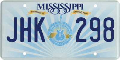 MS license plate JHK298