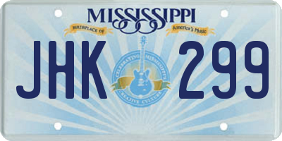 MS license plate JHK299