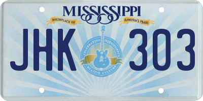 MS license plate JHK303